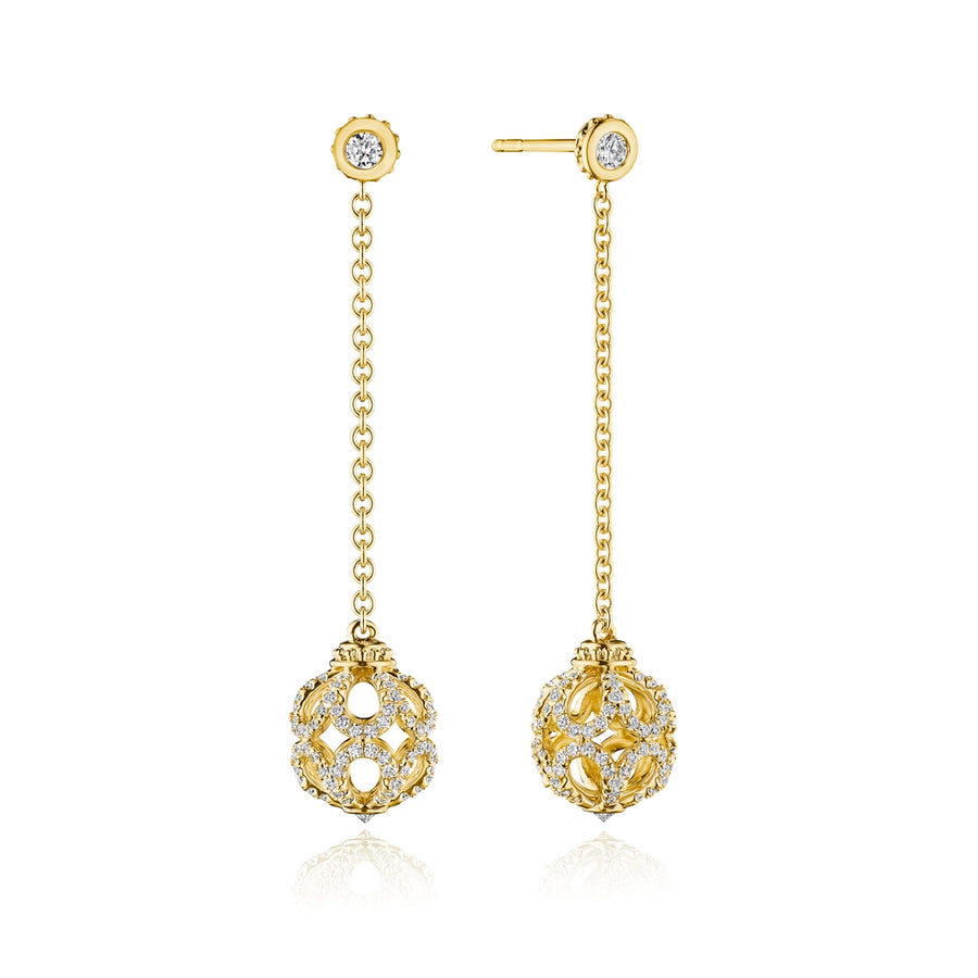 DIAMOND ROSE BEAD DROP EARRING