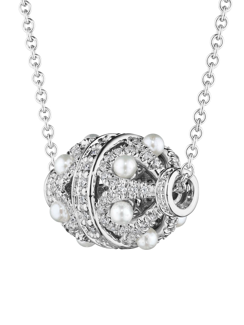 DIAMOND & PEARL ROSE BEAD PENDANT
