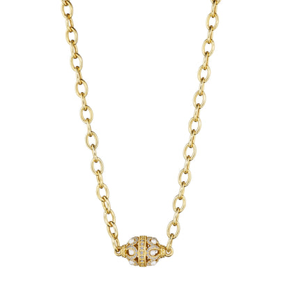 DIAMOND & PEARL ROSE BEAD NECKLACE