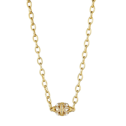 DIAMOND & PEARL ROSE BEAD NECKLACE