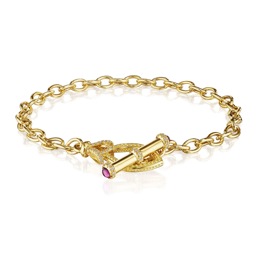 BEADED RHODOLITE TOGGLE BRACELET