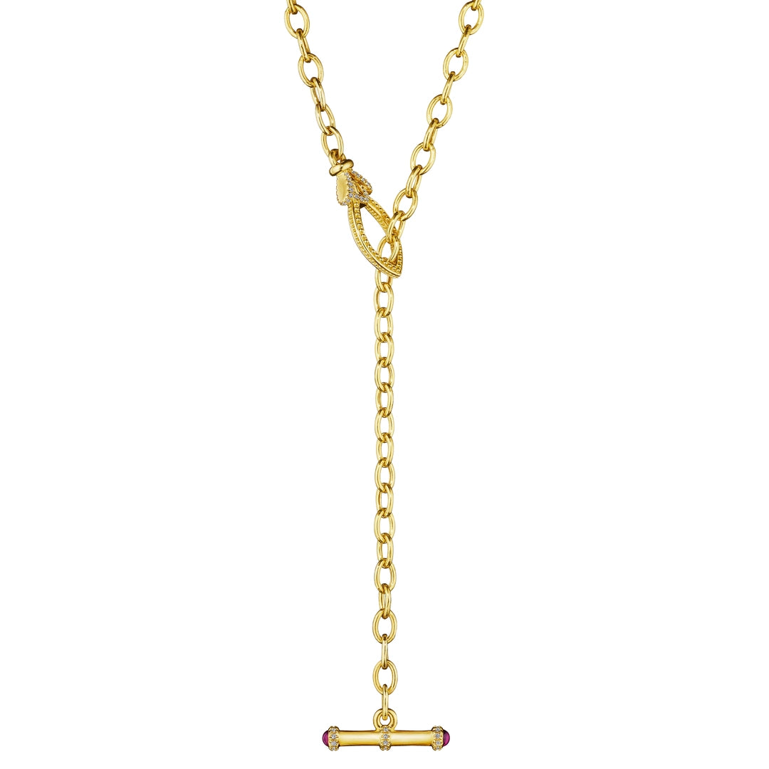 BEADED RHODOLITE TOGGLE NECKLACE