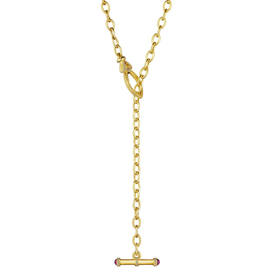 BEADED RHODOLITE TOGGLE NECKLACE