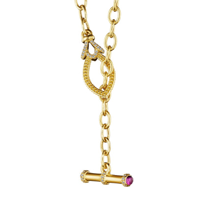 BEADED RHODOLITE TOGGLE NECKLACE