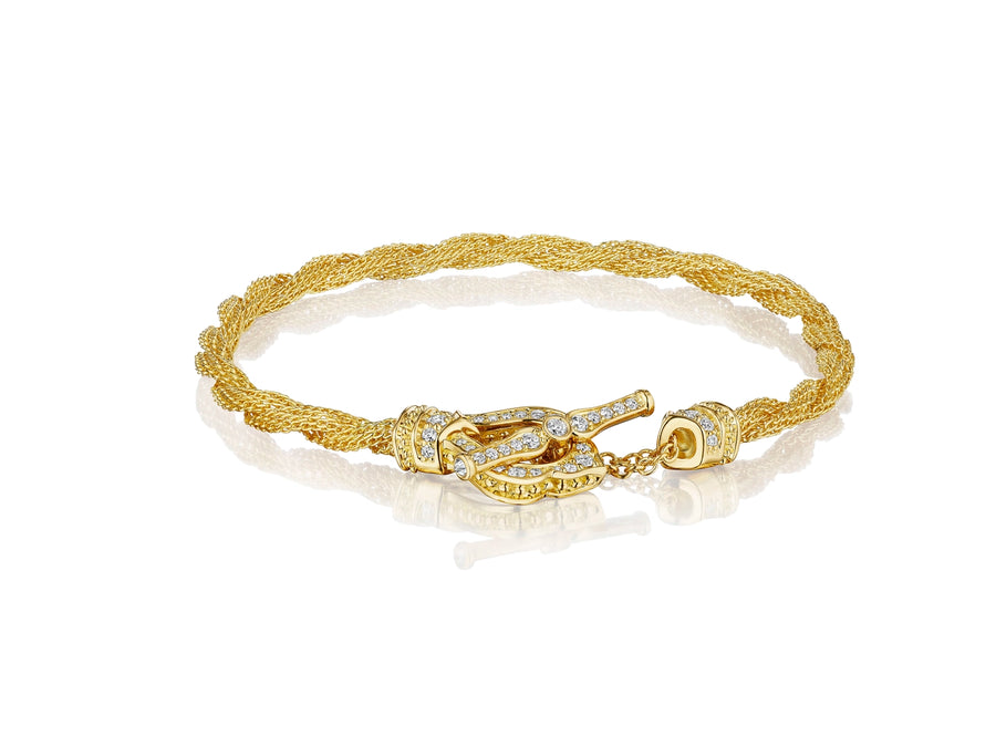 SINGLE BRAIDED BRACELET WITH DIAMOND TOGGLE