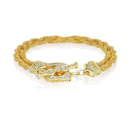 DOUBLE BRAIDED BRACELET WITH DIAMOND TOGGLE