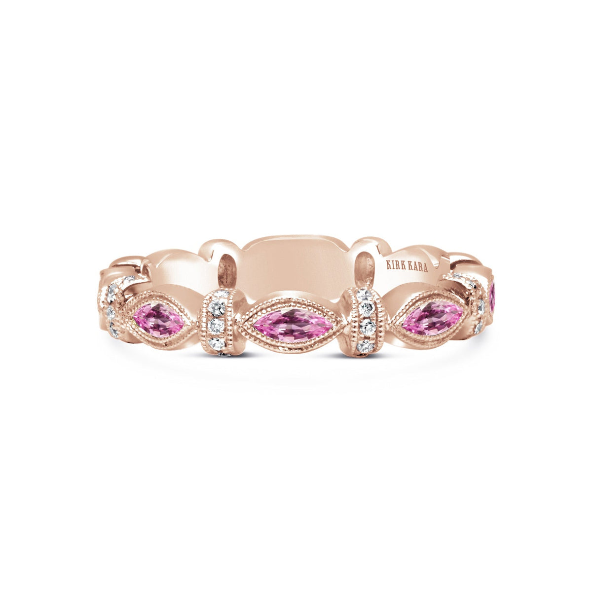 Marquise Pink Sapphire Diamond Wedding Band