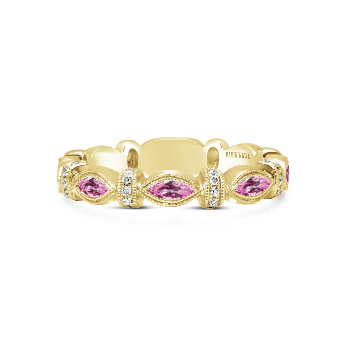 Marquise Pink Sapphire Diamond Wedding Band