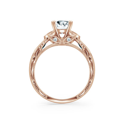 Ruby Floral Diamond Engraved Engagement Ring