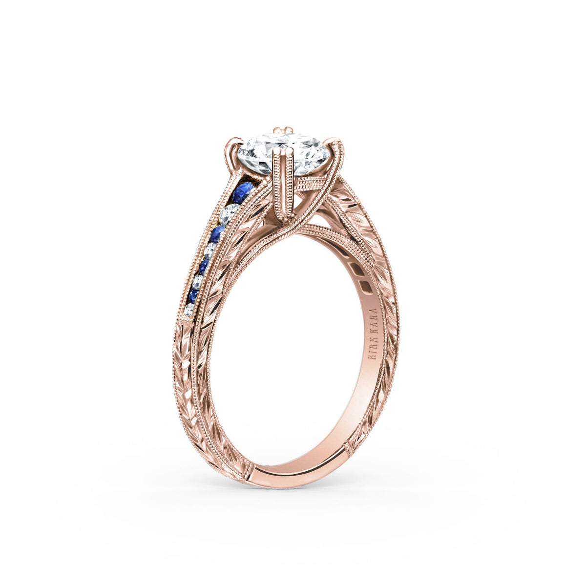 Channel Set Sapphire Diamond Engagement Ring