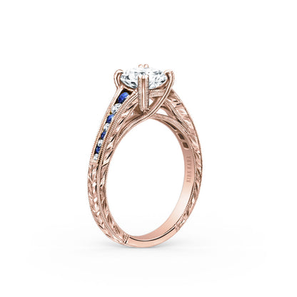 Channel Set Sapphire Diamond Engagement Ring