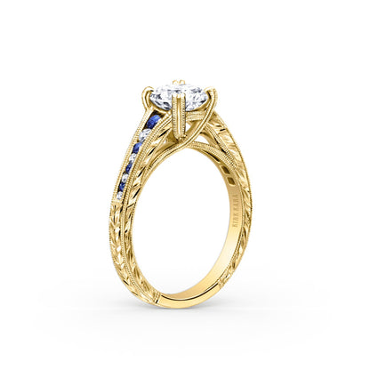 Channel Set Sapphire Diamond Engagement Ring