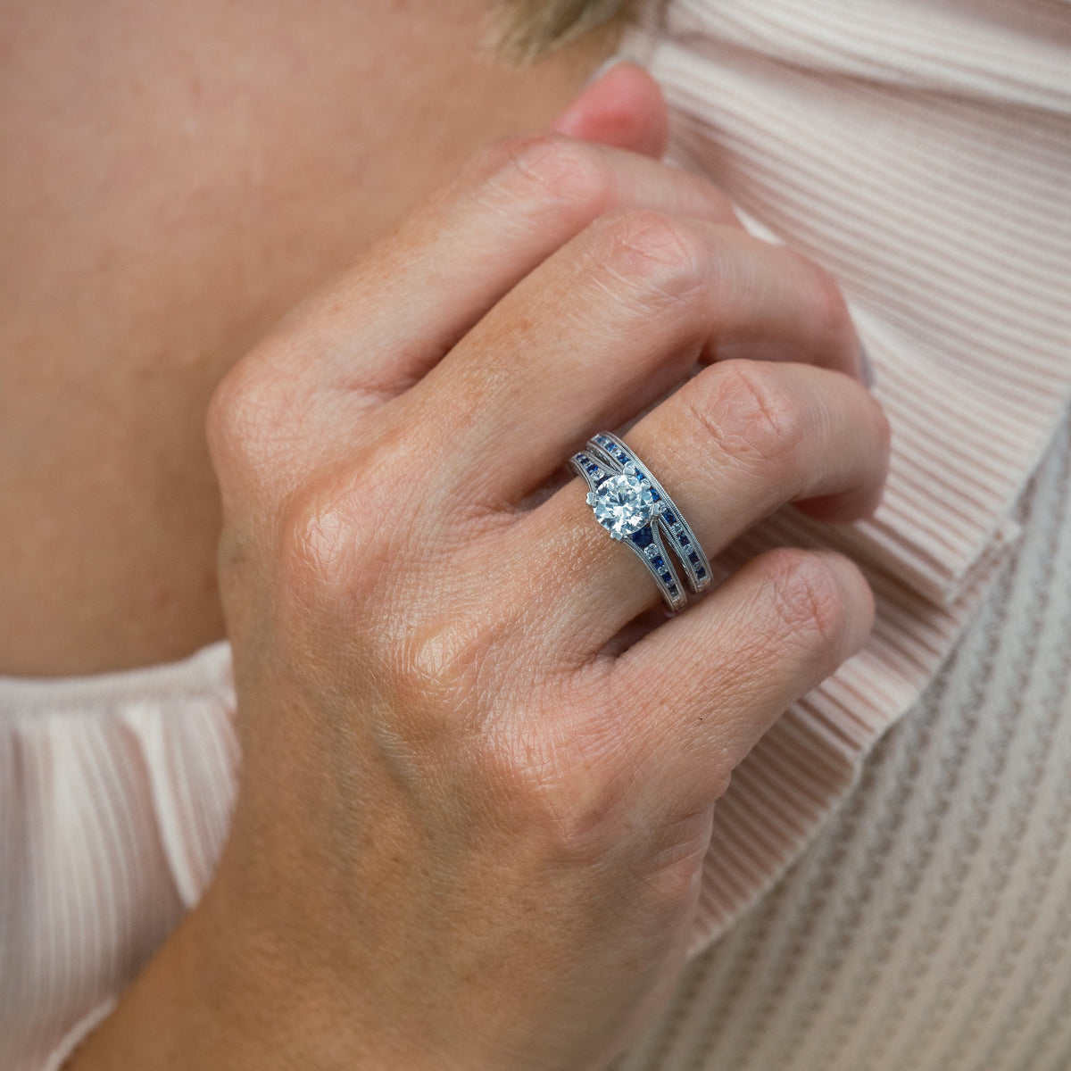 Classic Channel Sapphire Diamond Wedding Band