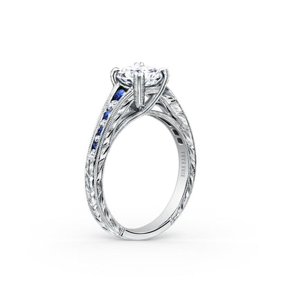 Channel Set Sapphire Diamond Engagement Ring