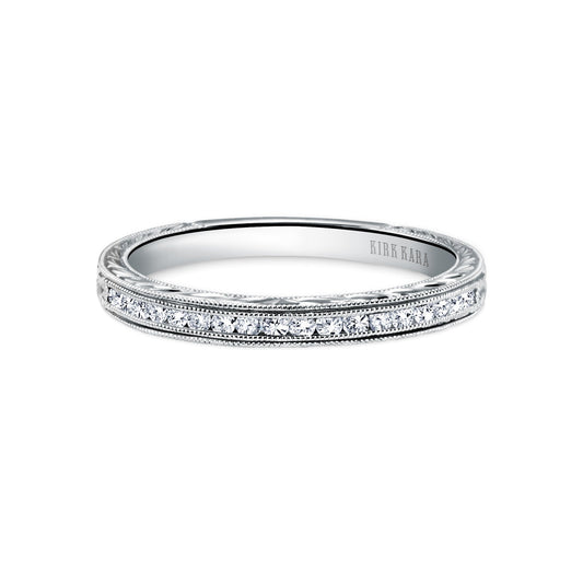Channel Set Engraved Milgrain Diamond Wedding Band