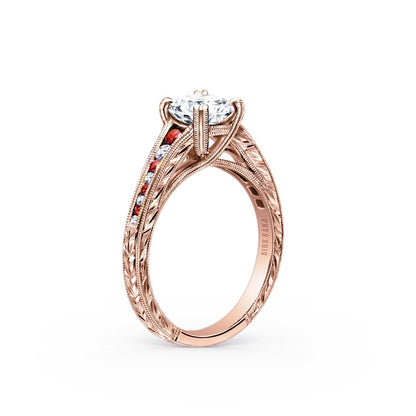 Ruby Channel Set Diamond Engagement Ring