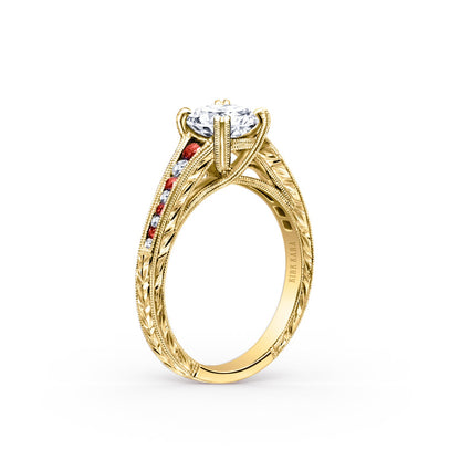 Ruby Channel Set Diamond Engagement Ring