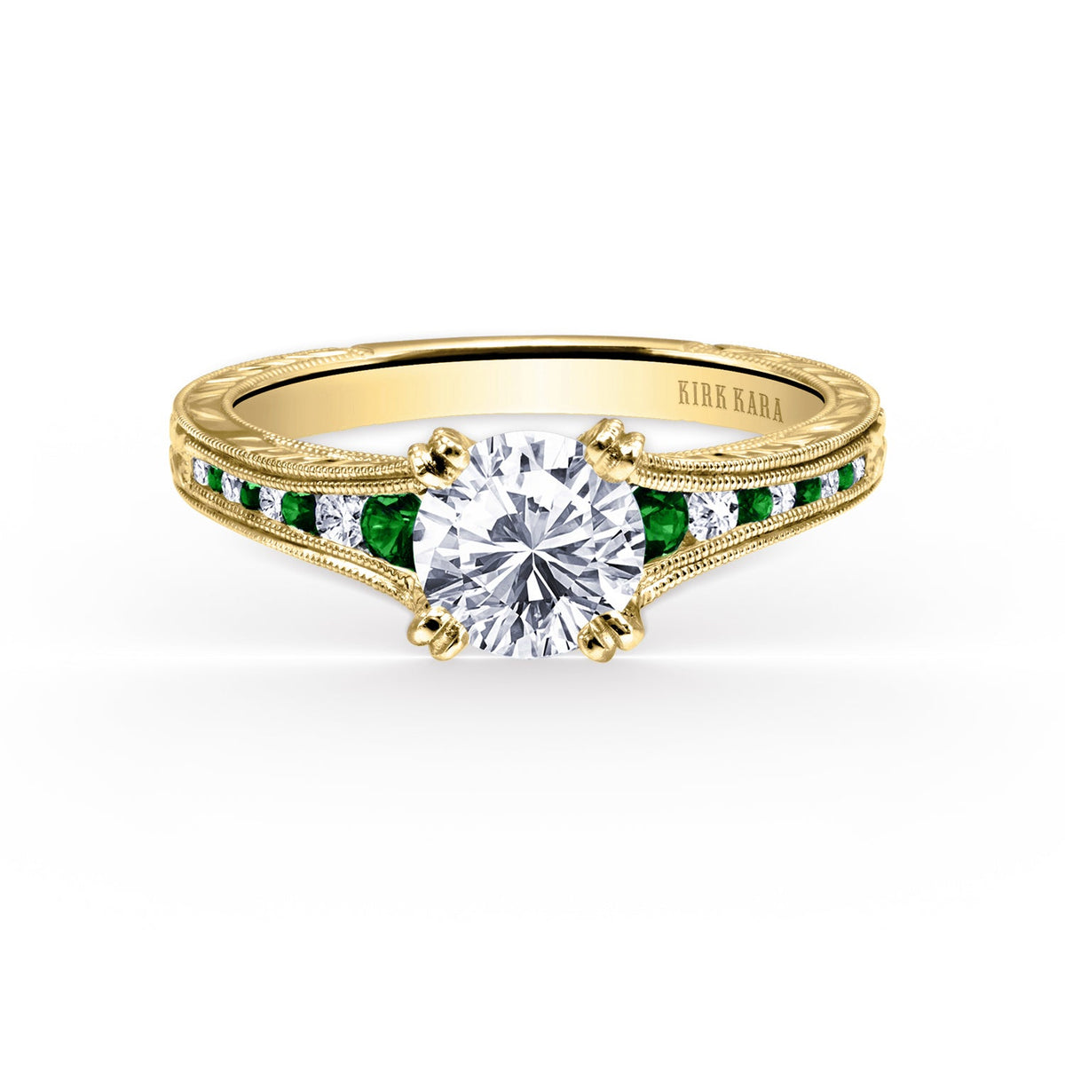 Tsavorite Channel Set Diamond Engagement Ring