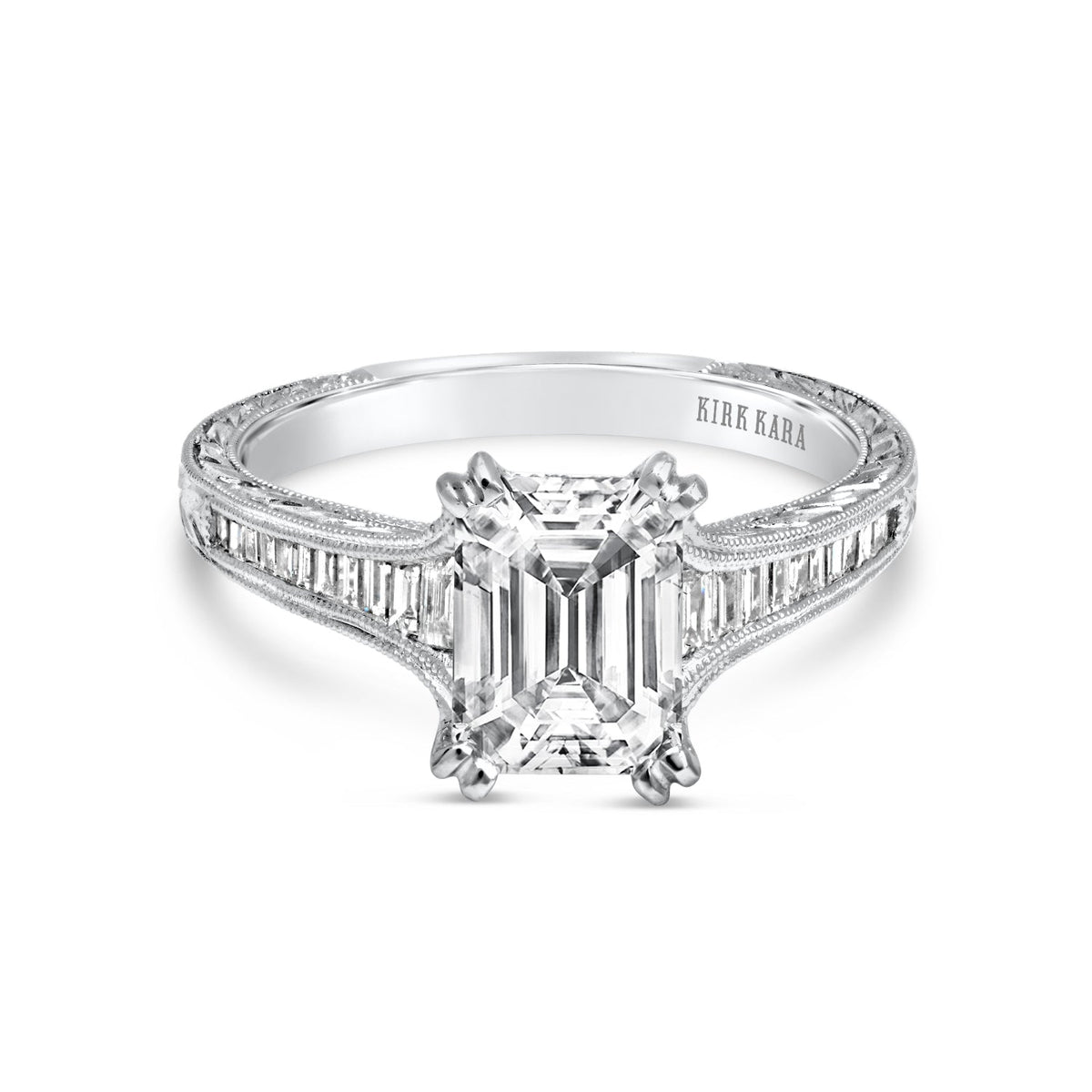 Channel Set Graduated Baguette Diamond Engagement Ring