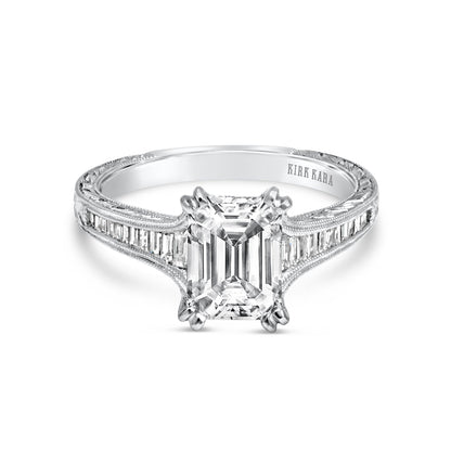 Channel Set Graduated Baguette Diamond Engagement Ring