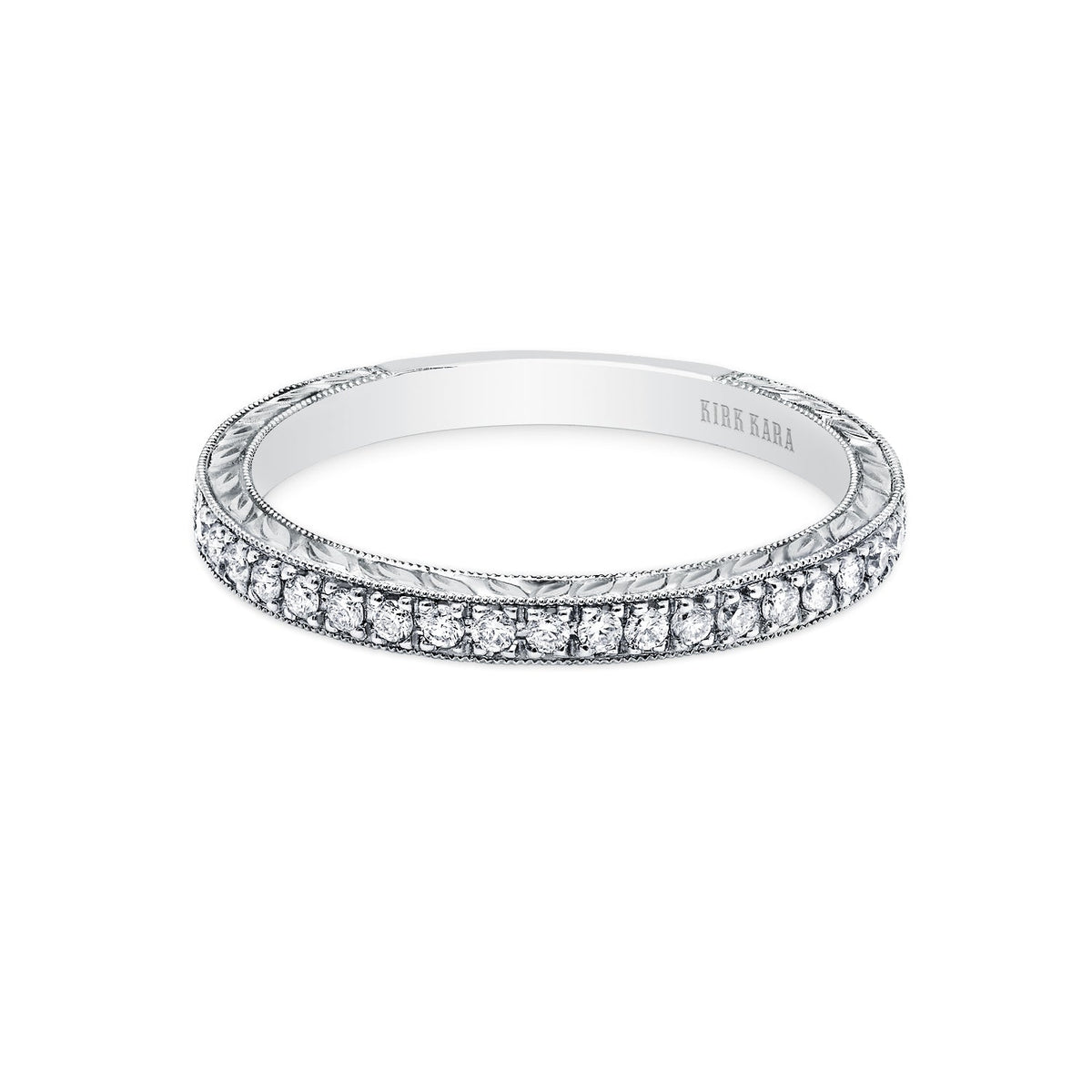 Glamorous Engraved Diamond Wedding Band