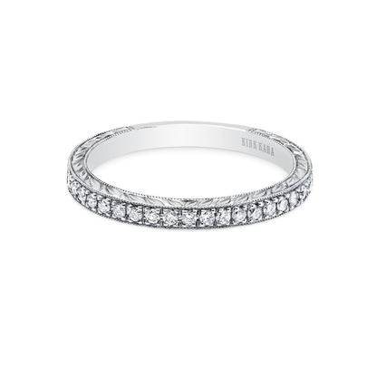 Glamorous Engraved Diamond Wedding Band