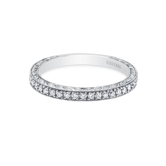 Glamorous Engraved Diamond Wedding Band