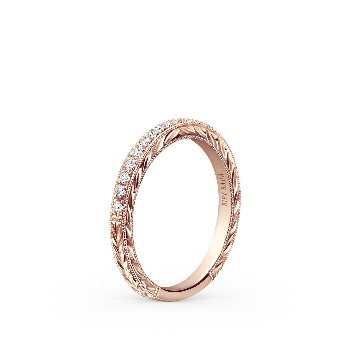 Glamorous Engraved Diamond Wedding Band