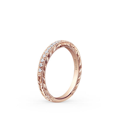 Glamorous Engraved Diamond Wedding Band