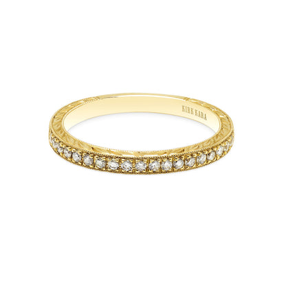 Glamorous Engraved Diamond Wedding Band