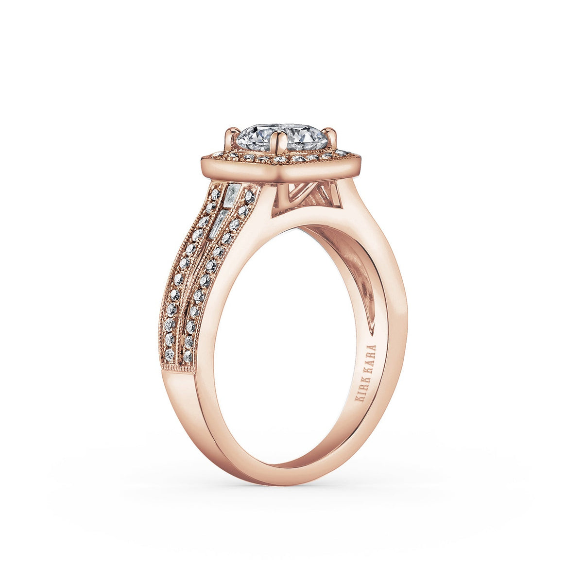Halo Modern Baguette Diamond Engagement Ring