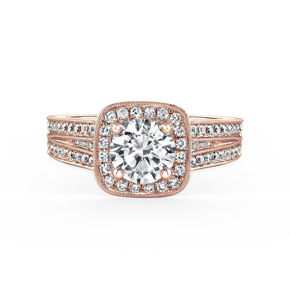 Halo Modern Baguette Diamond Engagement Ring