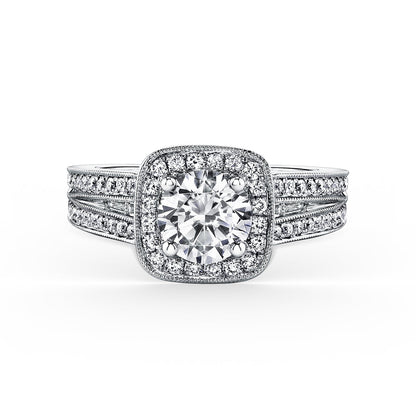 Halo Modern Baguette Diamond Engagement Ring