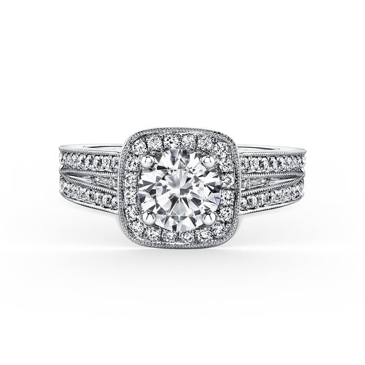 Halo Modern Baguette Diamond Engagement Ring