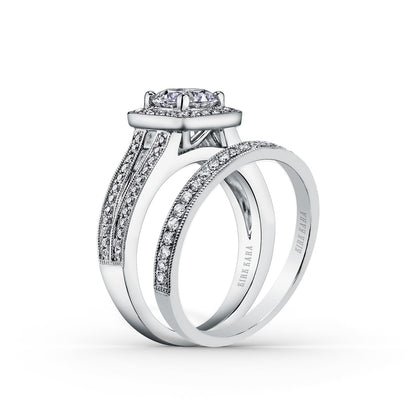 Halo Modern Baguette Diamond Engagement Ring