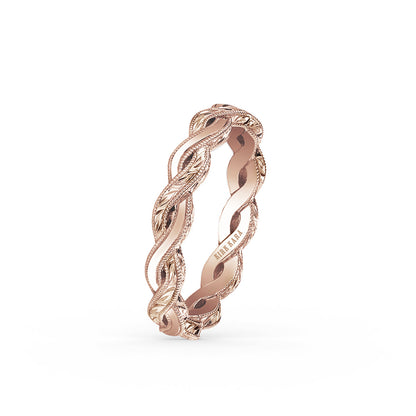 Wheat Hand Engraved Twist Wedding Band