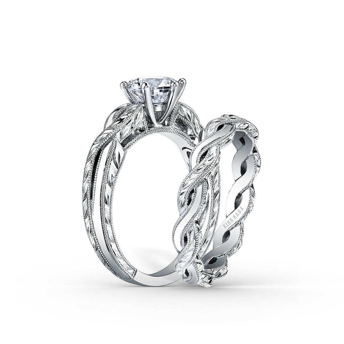 Wheat Hand Engraved Twist Wedding Band