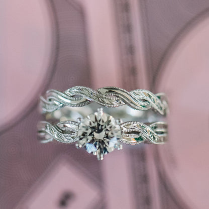 Wheat Hand Engraved Twist Wedding Band