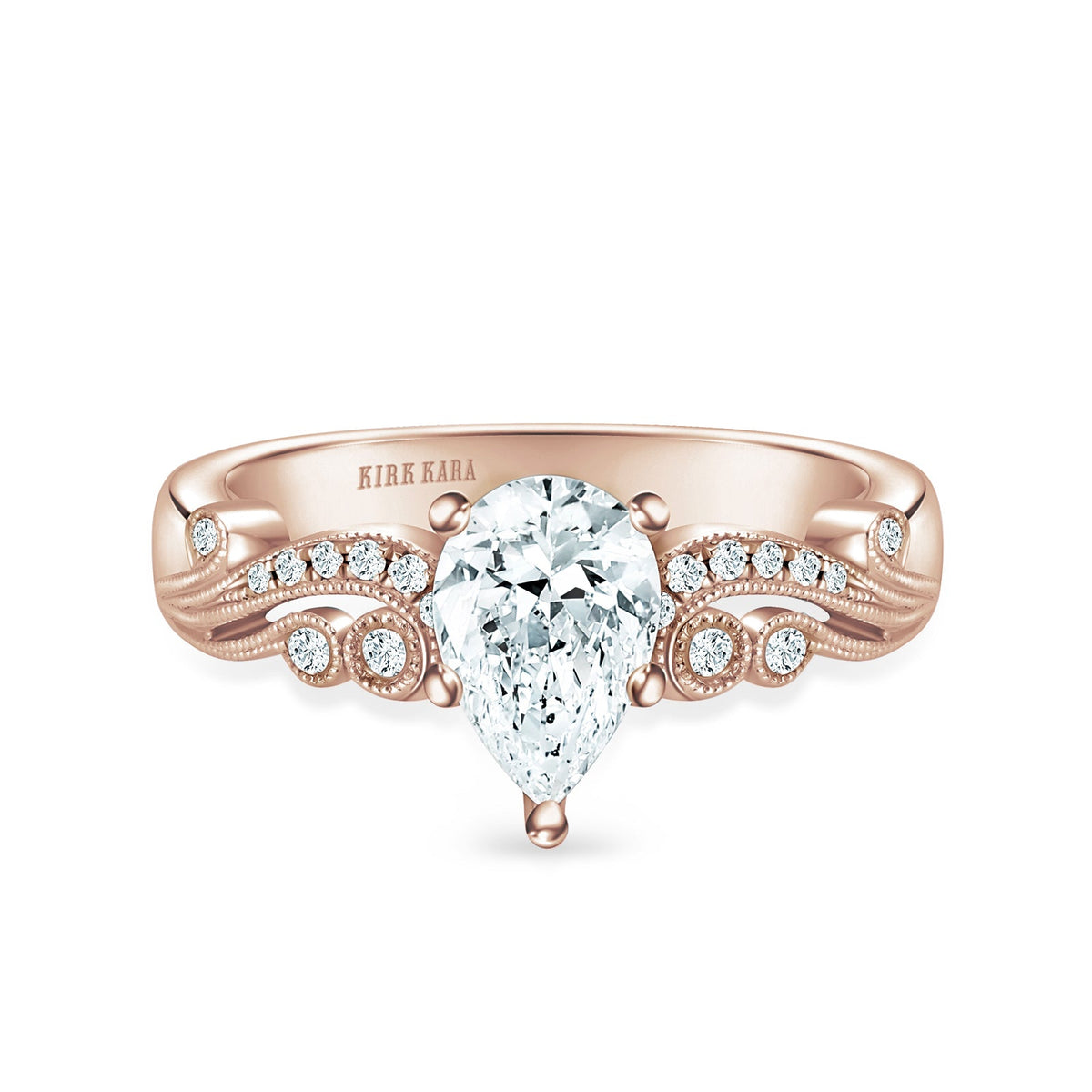 Artistic Reverse Swirl Diamond Milgrain Engagement Ring