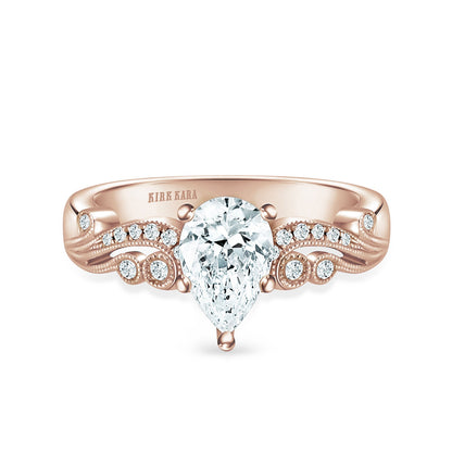 Artistic Reverse Swirl Diamond Milgrain Engagement Ring