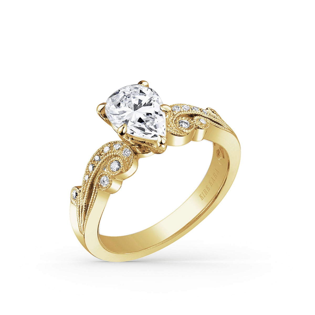 Artistic Reverse Swirl Diamond Milgrain Engagement Ring