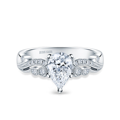 Artistic Reverse Swirl Diamond Milgrain Engagement Ring