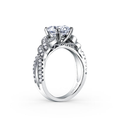 Twist Split Shank Diamond Engagement Ring