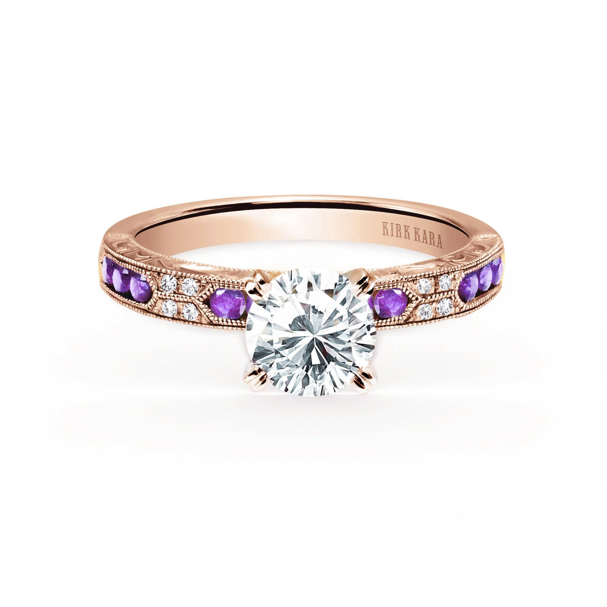 Channel Set Artful Amethyst Diamond Engagement Ring