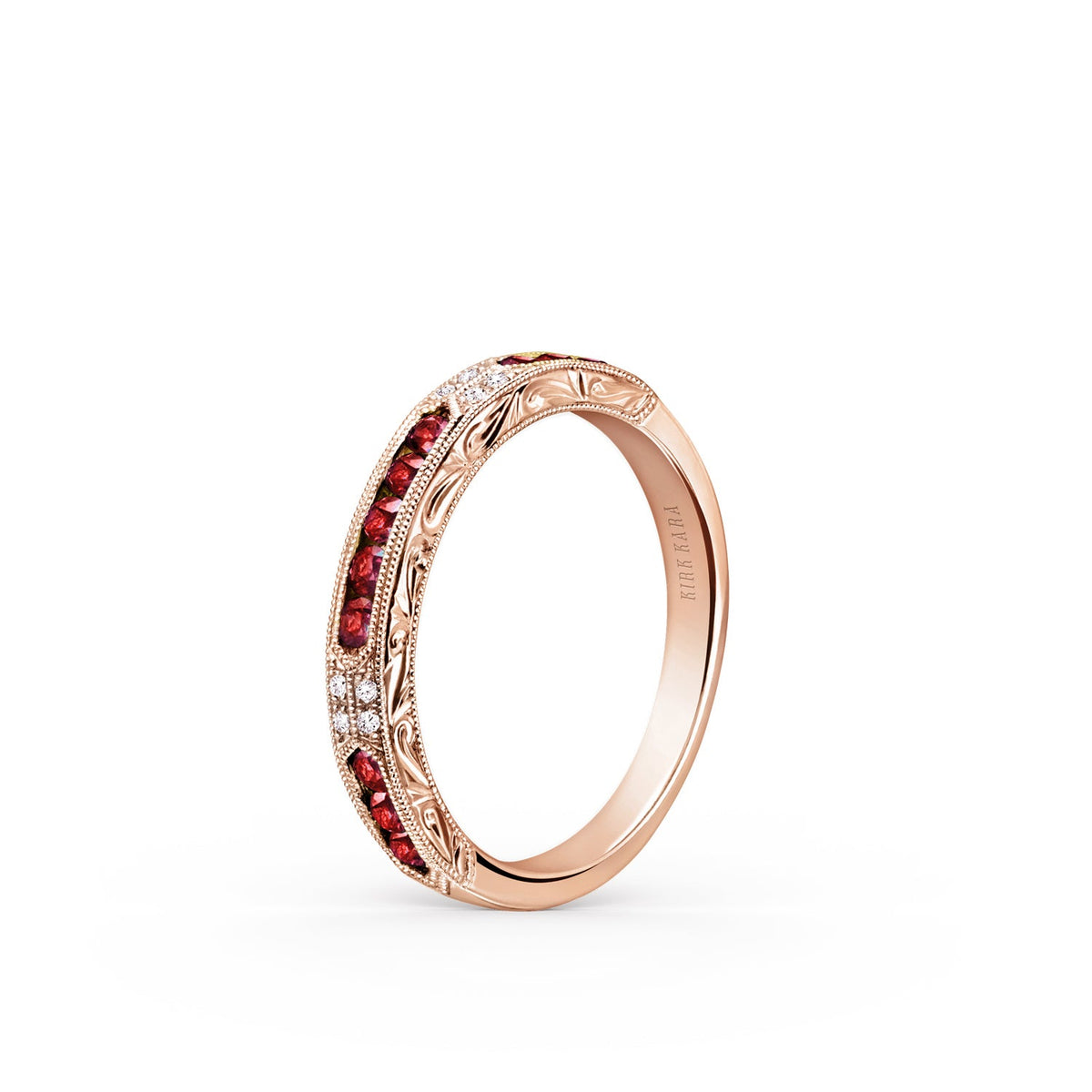 Channel Set Artful Ruby Diamond Wedding Band