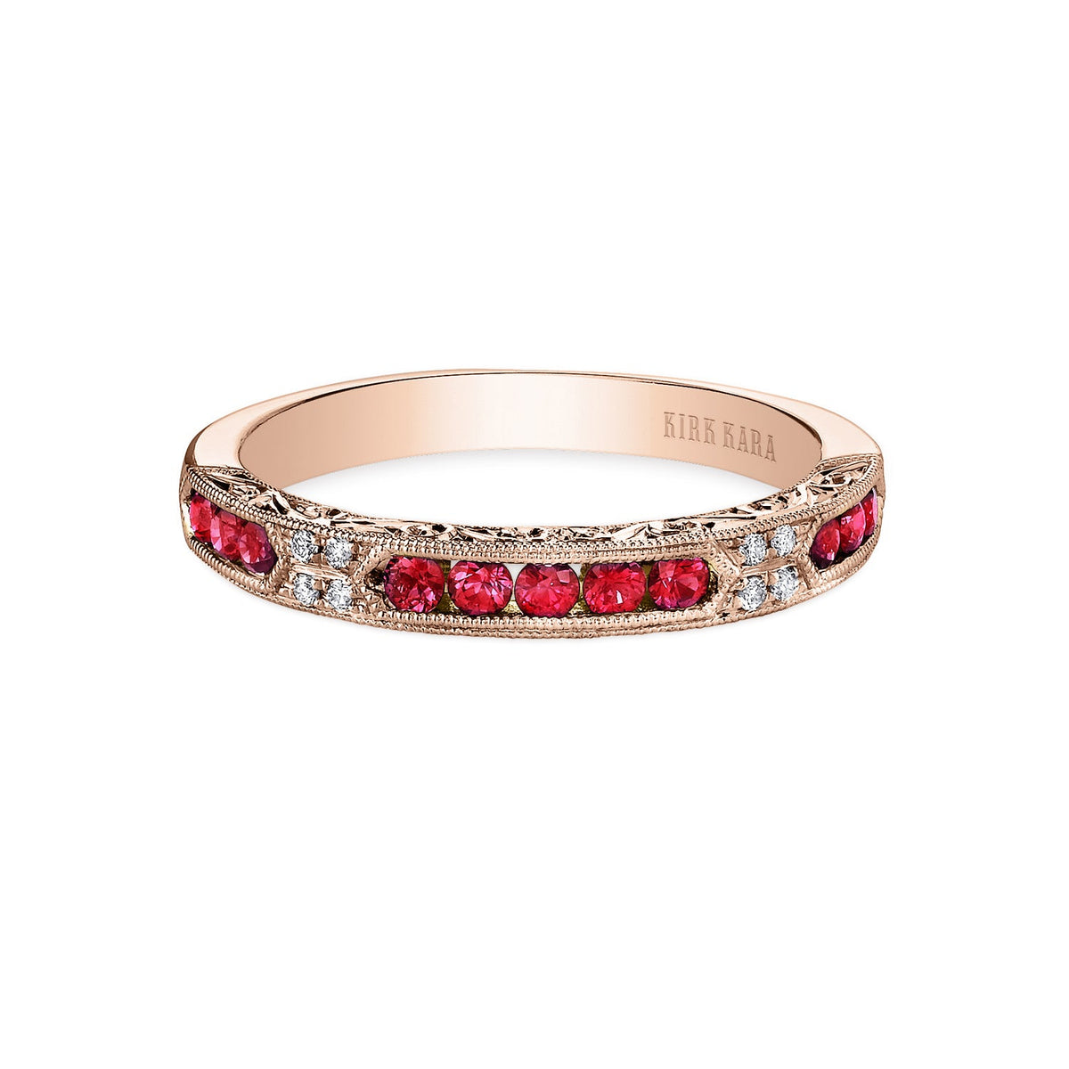 Channel Set Artful Ruby Diamond Wedding Band