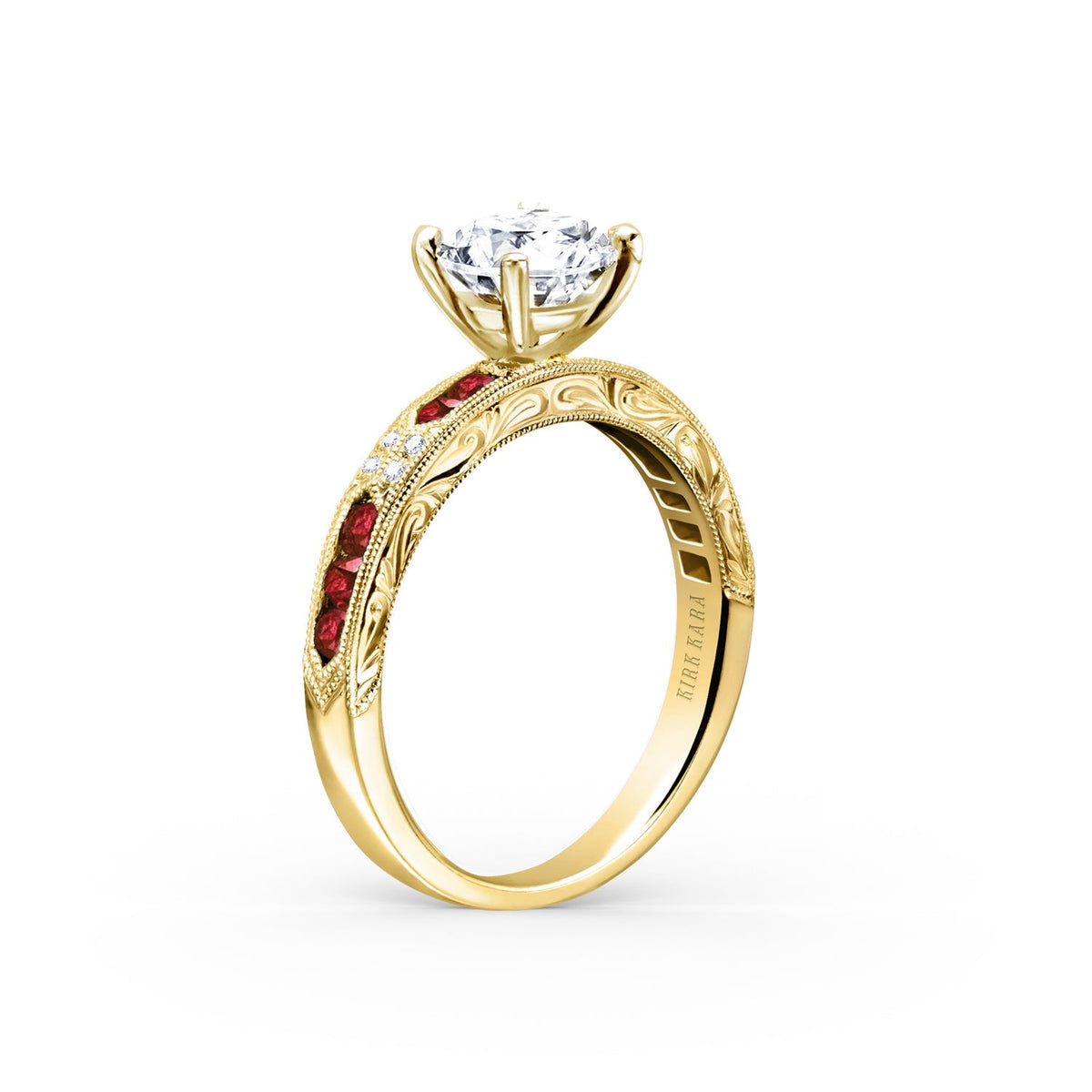 Channel Set Artful Ruby Diamond Engagement Ring