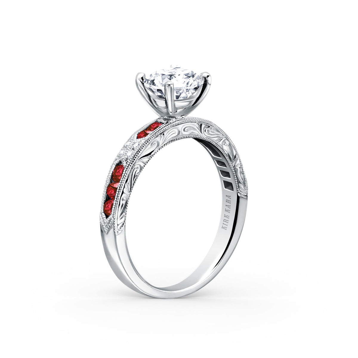 Channel Set Artful Ruby Diamond Engagement Ring