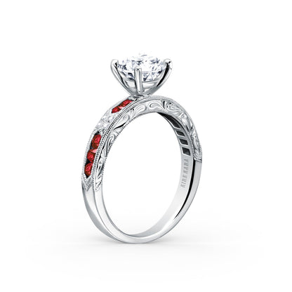 Channel Set Artful Ruby Diamond Engagement Ring