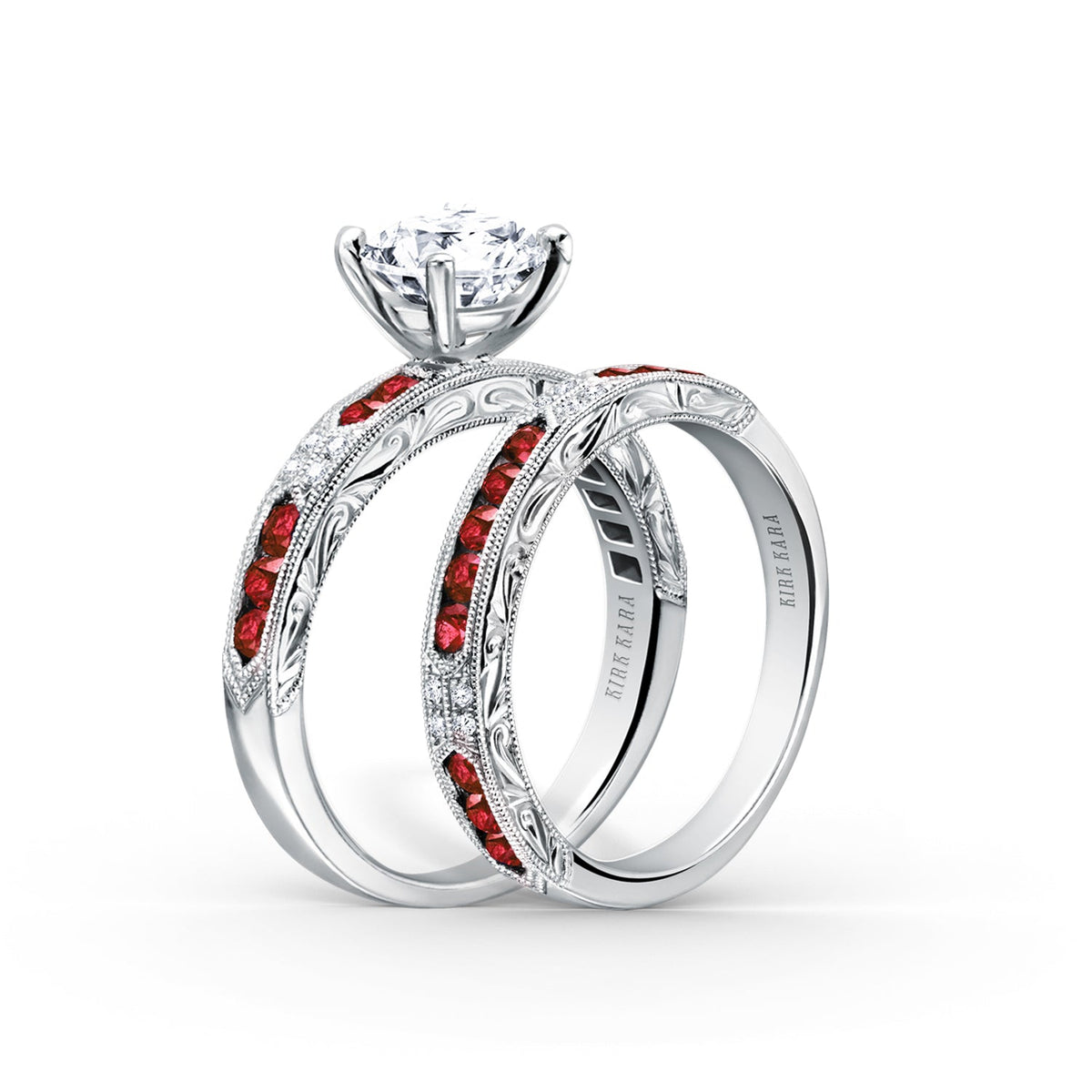 Channel Set Artful Ruby Diamond Wedding Band